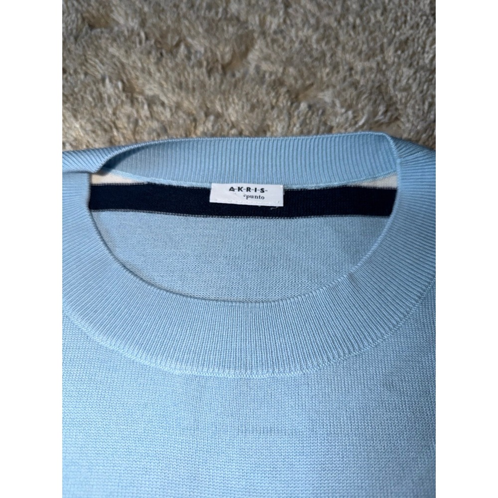Akris Punto Schurwolle Virgin Wool Light Blue Sweater - Picture 3 of 6